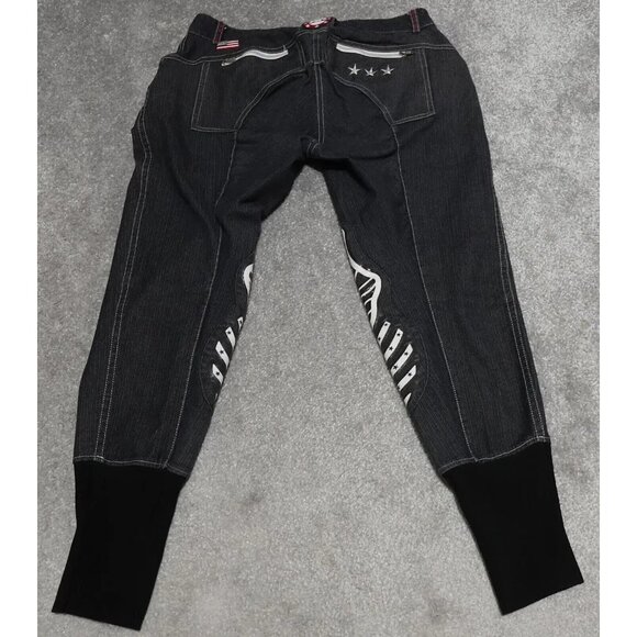 Stars & Stripes Knee Patch Breeches Pants Women Size 30 Black Button Zip Pocket - Picture 12 of 16
